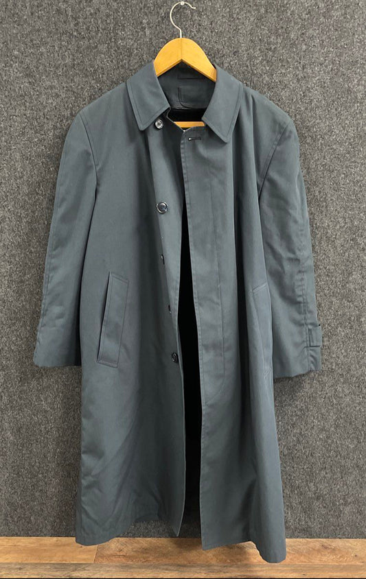 Vintage 80s London Fog Men's Gray Maincoat Trench Rain Jacket Lining Sz 38S