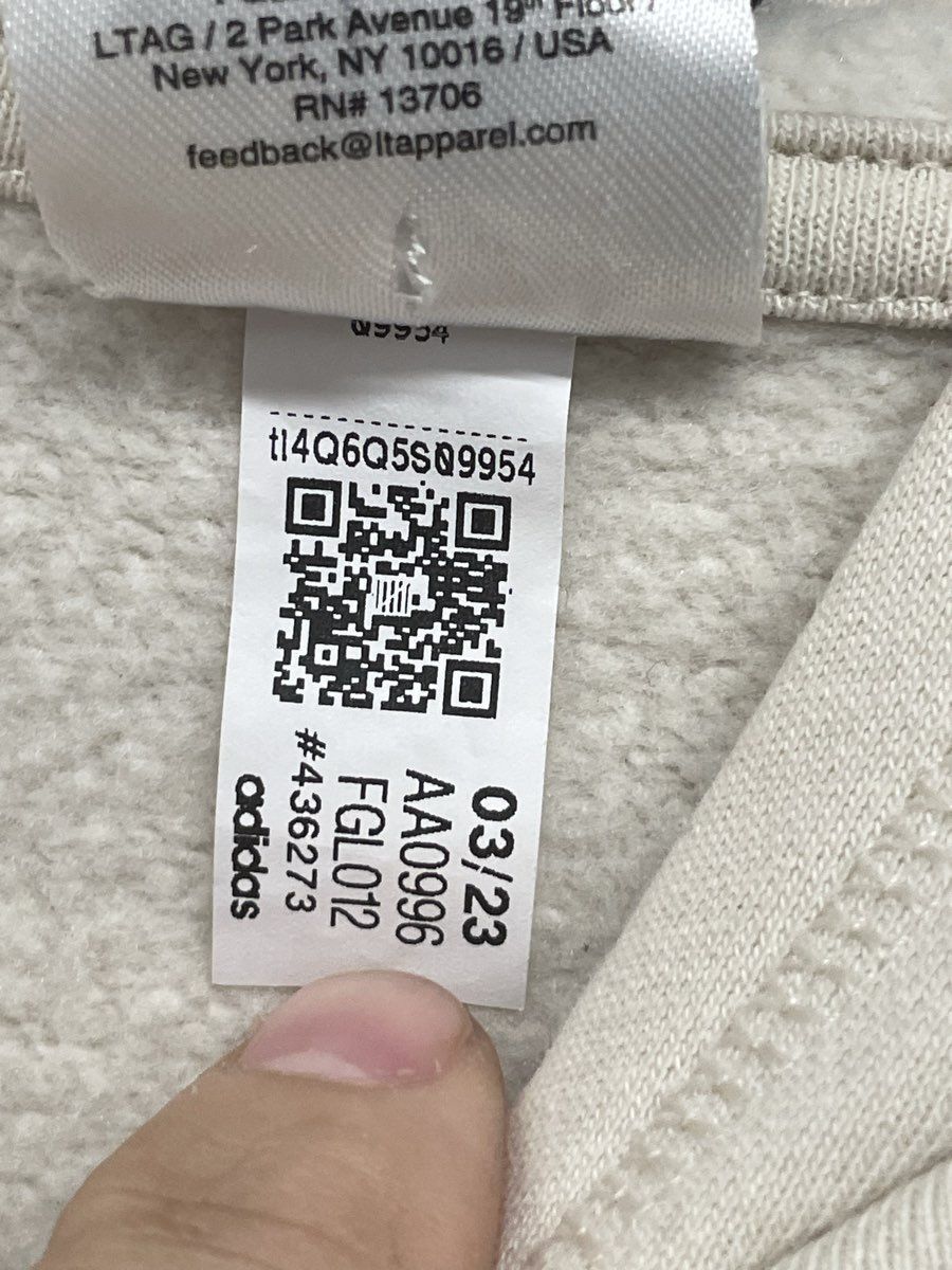 Adidas Youth Essentials 3 Bar Logo French Terry Hoodie Cream Green Sz L 14/16