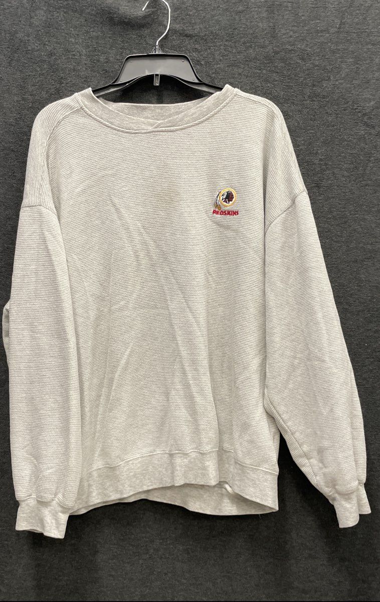 Vintage Y2K NFL Men's Washington Redskins Gray Waffle Knit Sweatshirt Sz XL