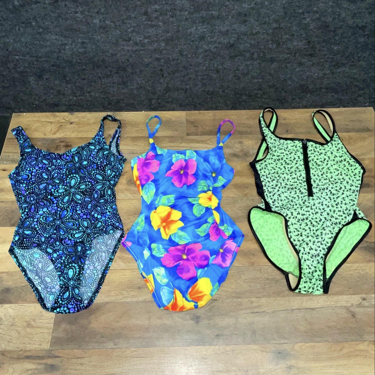 Lot of 3 Vintage 90s One Piece Swimsuits Cole of California Backflips Sz 6-12