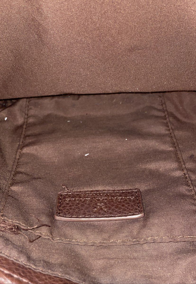 American Eagle Brown Pebbled Faux Leather Drawstring Bucket Crossbody Bag