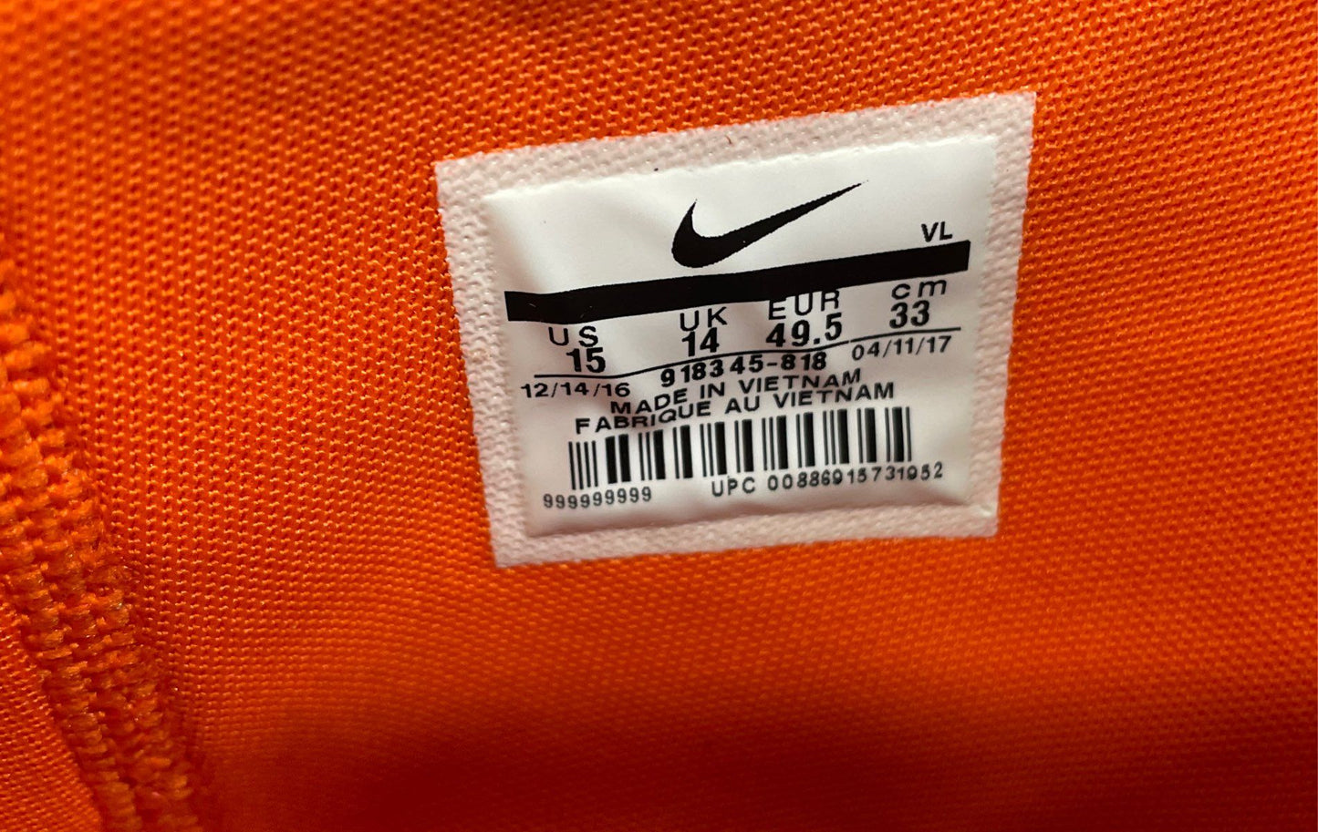 Nike Force Savage Elite TD Orange White High Football Cleats Size 15