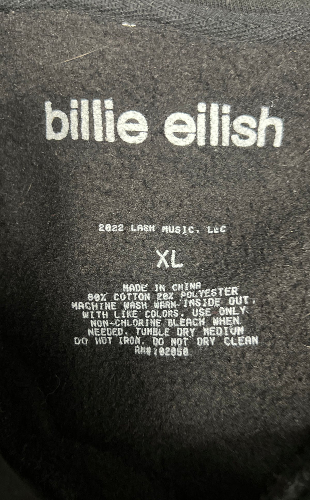 Billie Eilish Happier Than Ever World Tour 2022 Hoodie Black Neon Yellow Sz XL