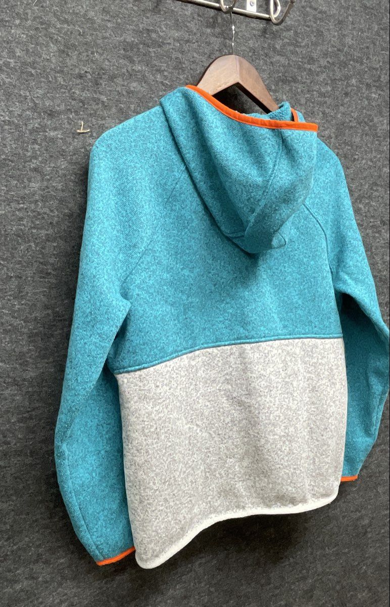 L.L. Bean Women's Colorblock Fleece Hoodie Teal/Gray Sz L REG
