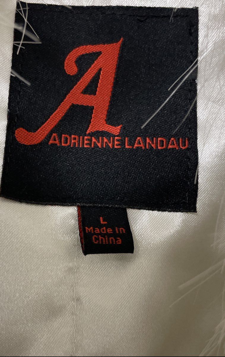 Adrienne Landau Women's White Textured Faux Fur Vest Shaggy Collar Sz L
