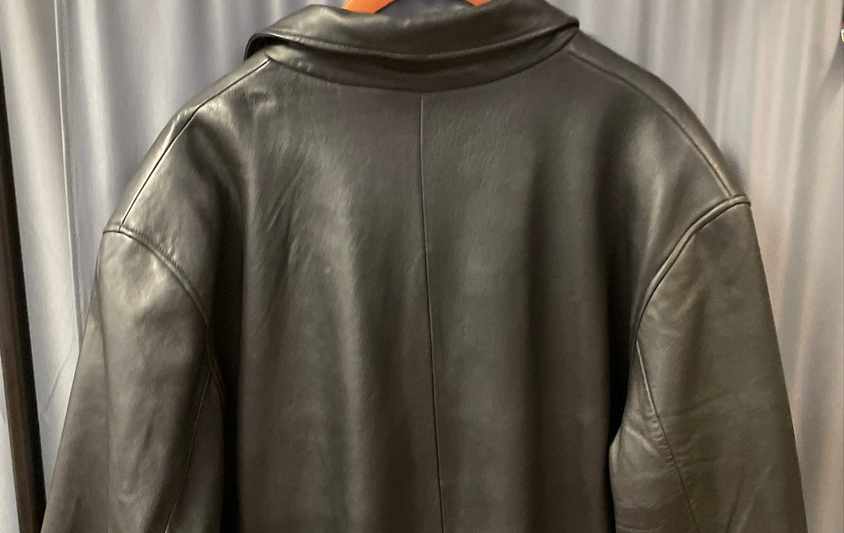 U.S. Polo Assn. Men's Black Genuine Leather Button Front Car Coat Sz XXL
