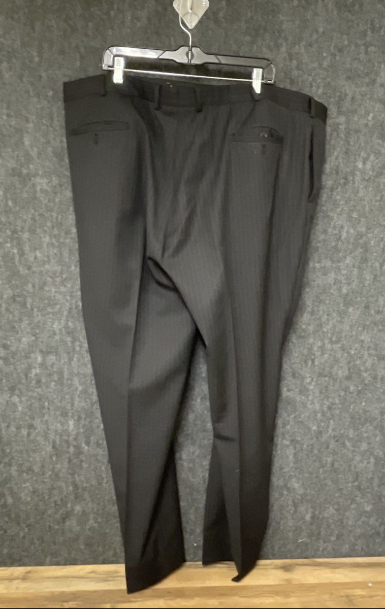 Pronto Uomo Platinum Men's Black Pinstripe Wool Two-Piece Suit 56L 48W