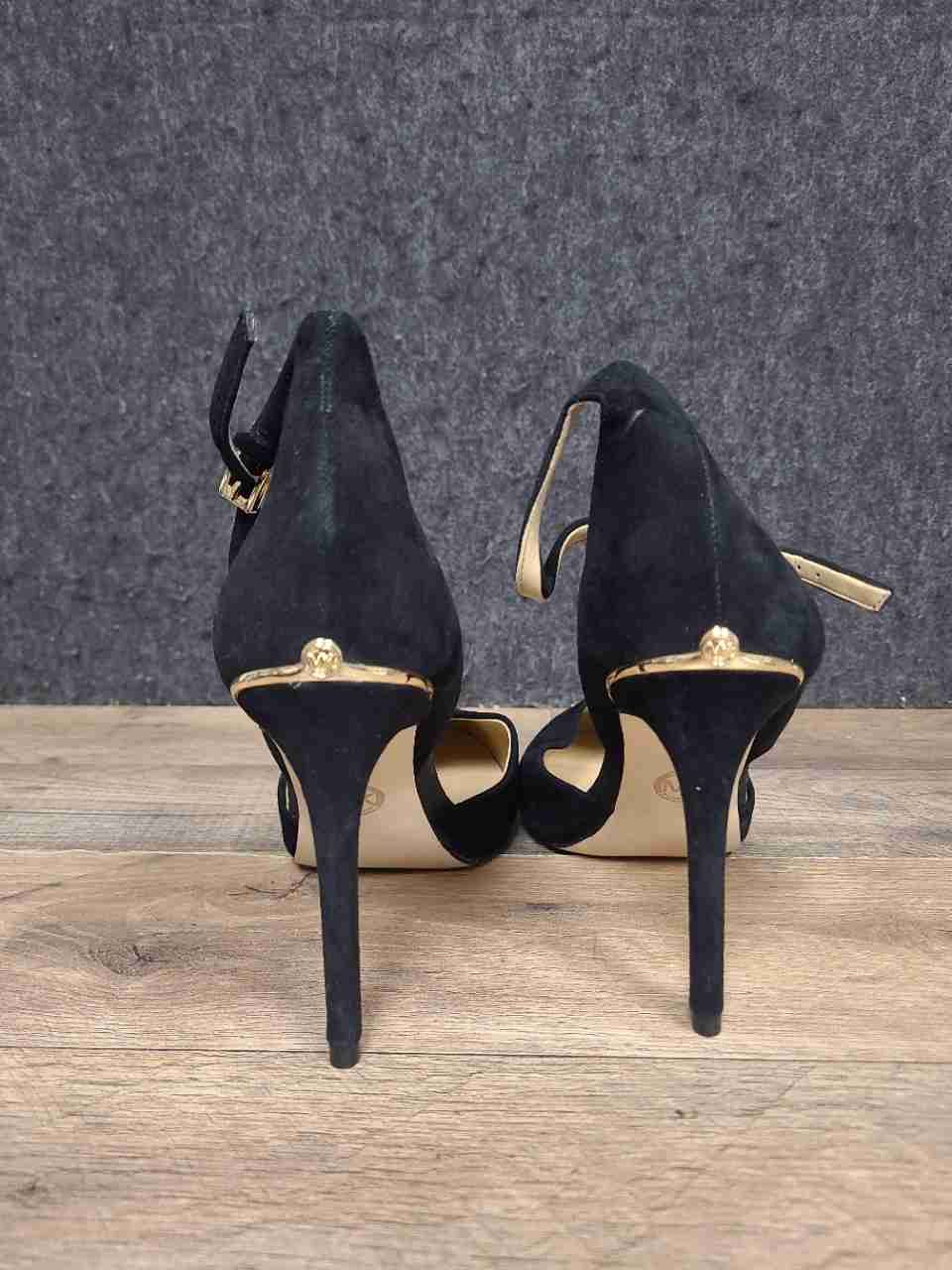 Michael Kors Georgia Black Suede Ankle Strap D'Orsay Pumps Heels Size 8.5
