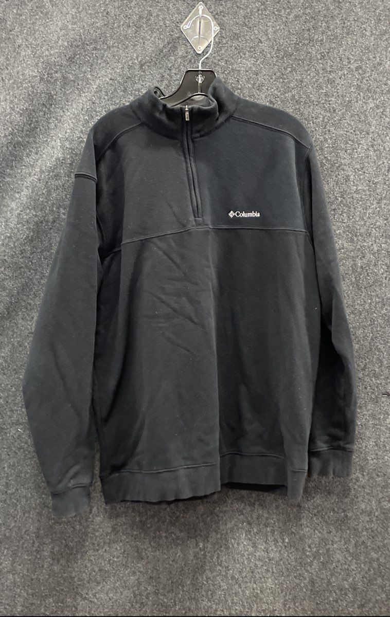 Columbia Men's Black 1/4 Zip Pullover Sweatshirt Cotton Blend Mock Neck Size L
