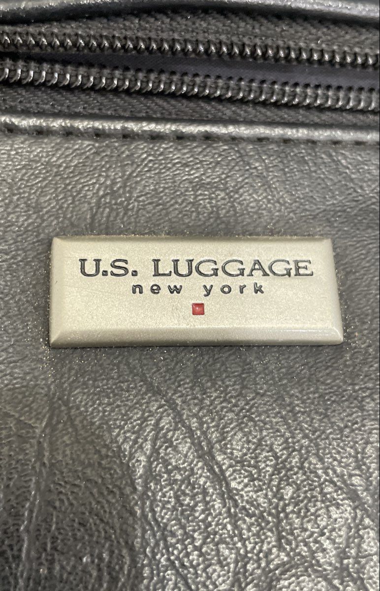 U.S. Luggage New York Black Leather Vintage Briefcase Messenger Bag Laptop
