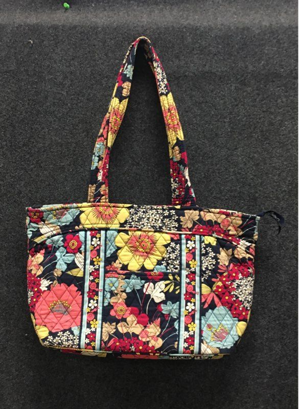 Vera Bradley Happy Snails Quilted Cotton Tote Bag Large Floral Shoulder Bag