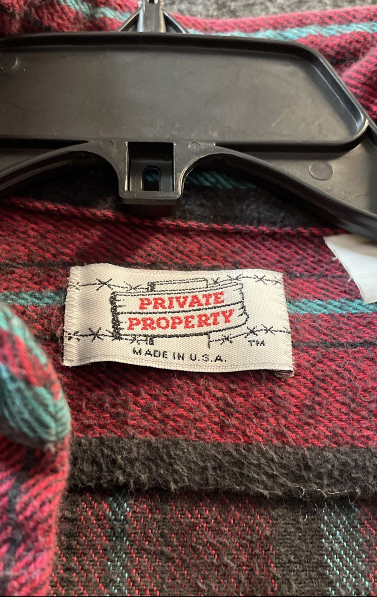 Vintage 90s Private Property Striped Cotton Flannel Shirt Made in USA Sz M