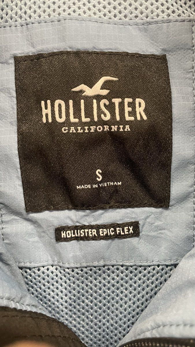 Hollister Men's Windbreaker Jacket Light Blue Epic Flex Full Zip Sz S