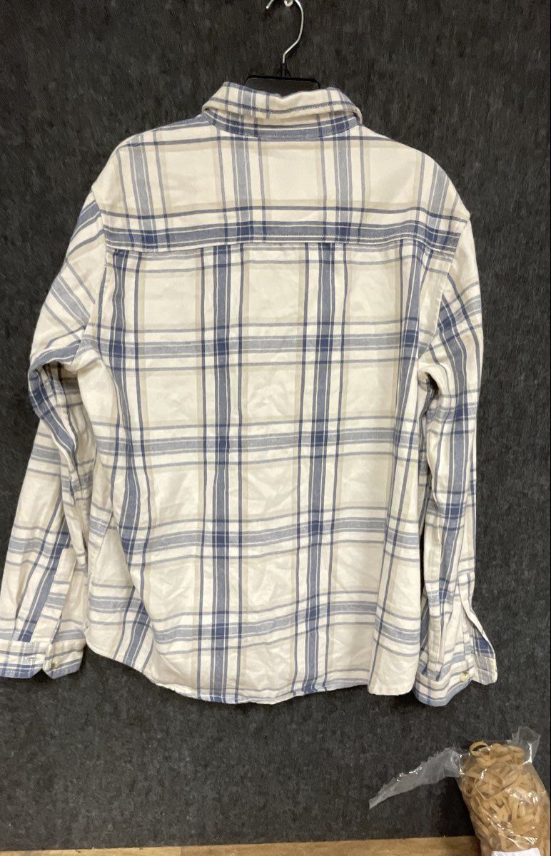 Ben Sherman Men's White Blue Plaid Flannel Long Sleeve Button Up Shirt Sz XL