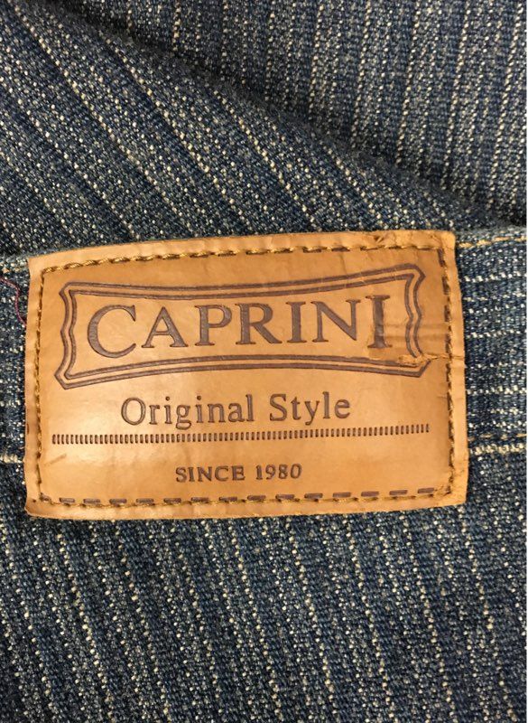 Vintage 90s Caprini Pinstripe Denim Cargo Pants Made in Mexico Sz 38