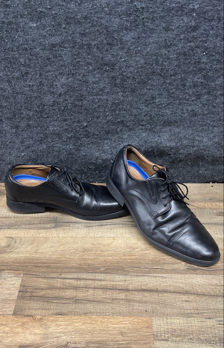 Clarks Collection Tilden Cap Black Leather Cap Toe Derby Men's Size 10 W
