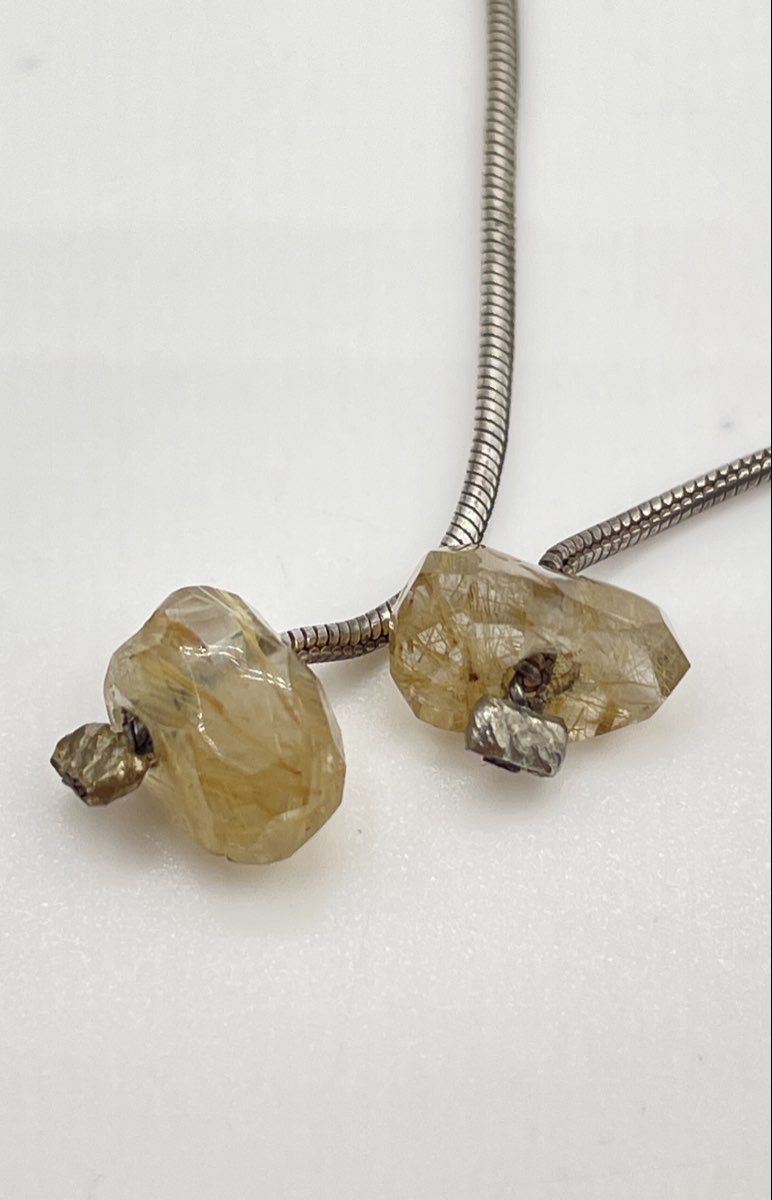 925 Sterling Silver Rutilated Quartz Dangle Leverback Earrings 2g