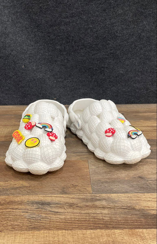 Unbranded White Bubble Golf Ball Foam Slides With Charms Size 10