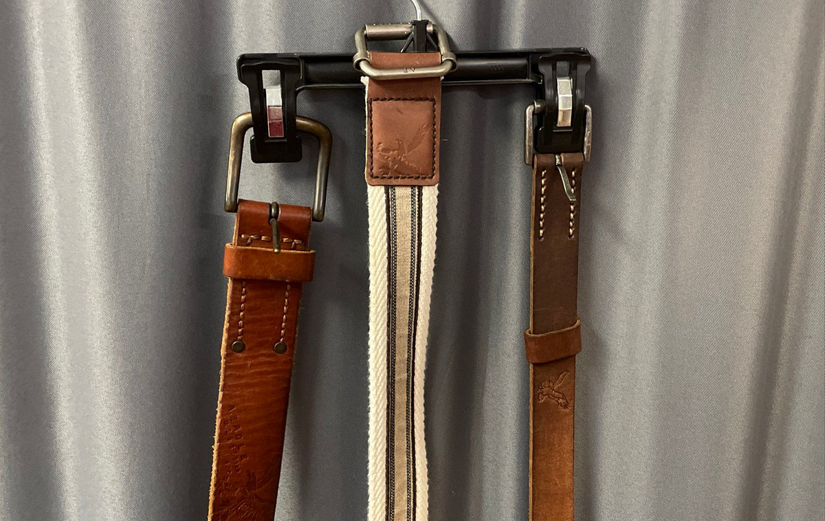 American Eagle Men's Belts Lot of 3 Leather Canvas Brown Tan Striped Sz S/M