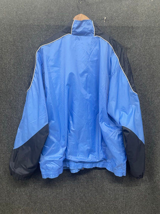 Vintage 90s Wilson Full Zip Nylon Windbreaker Track Jacket Blue Navy Sz L