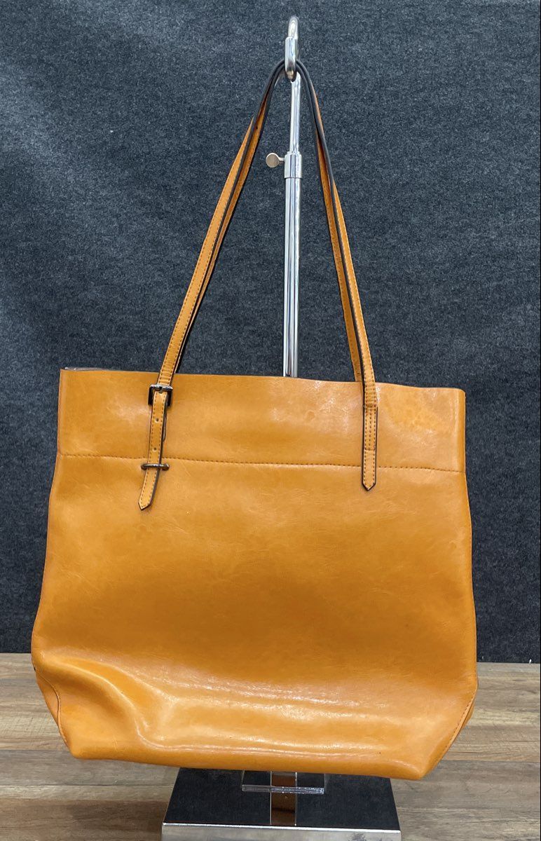 Unbranded Orange Pebbled Leather Tote Bag Large Shoulder Bag Double Handle