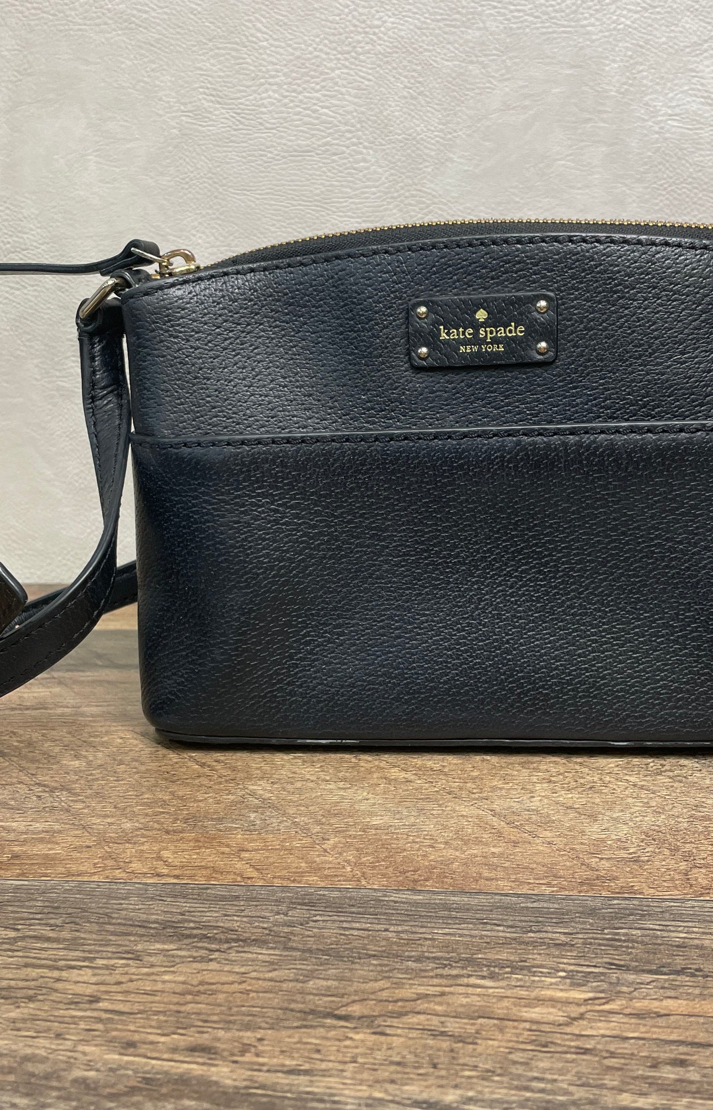 Kate Spade Black Pebbled Leather Small Crossbody Bag Gold Hardware