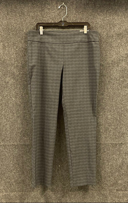 Van Heusen Women's Gray Plaid Super Stretch Pull On Slim Tapered Pants NWT Sz 14