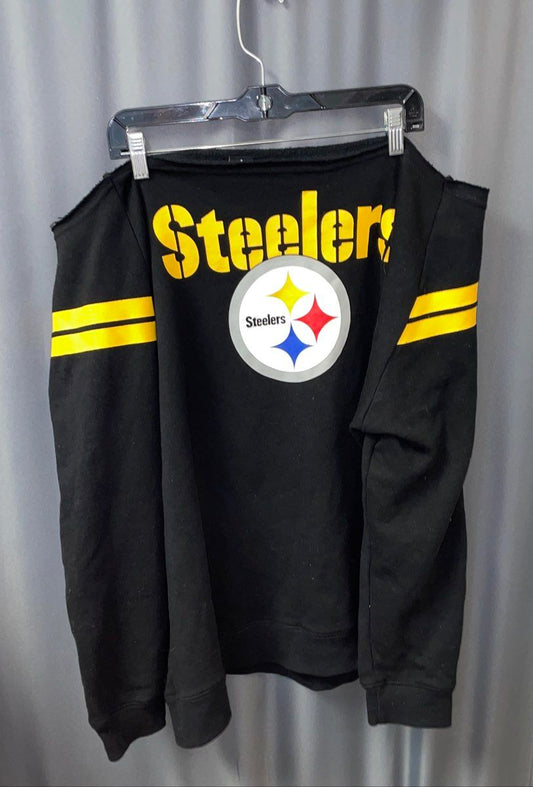NFL Women's Pittsburgh Steelers Sweatshirt Black Off Shoulder Sz 2X