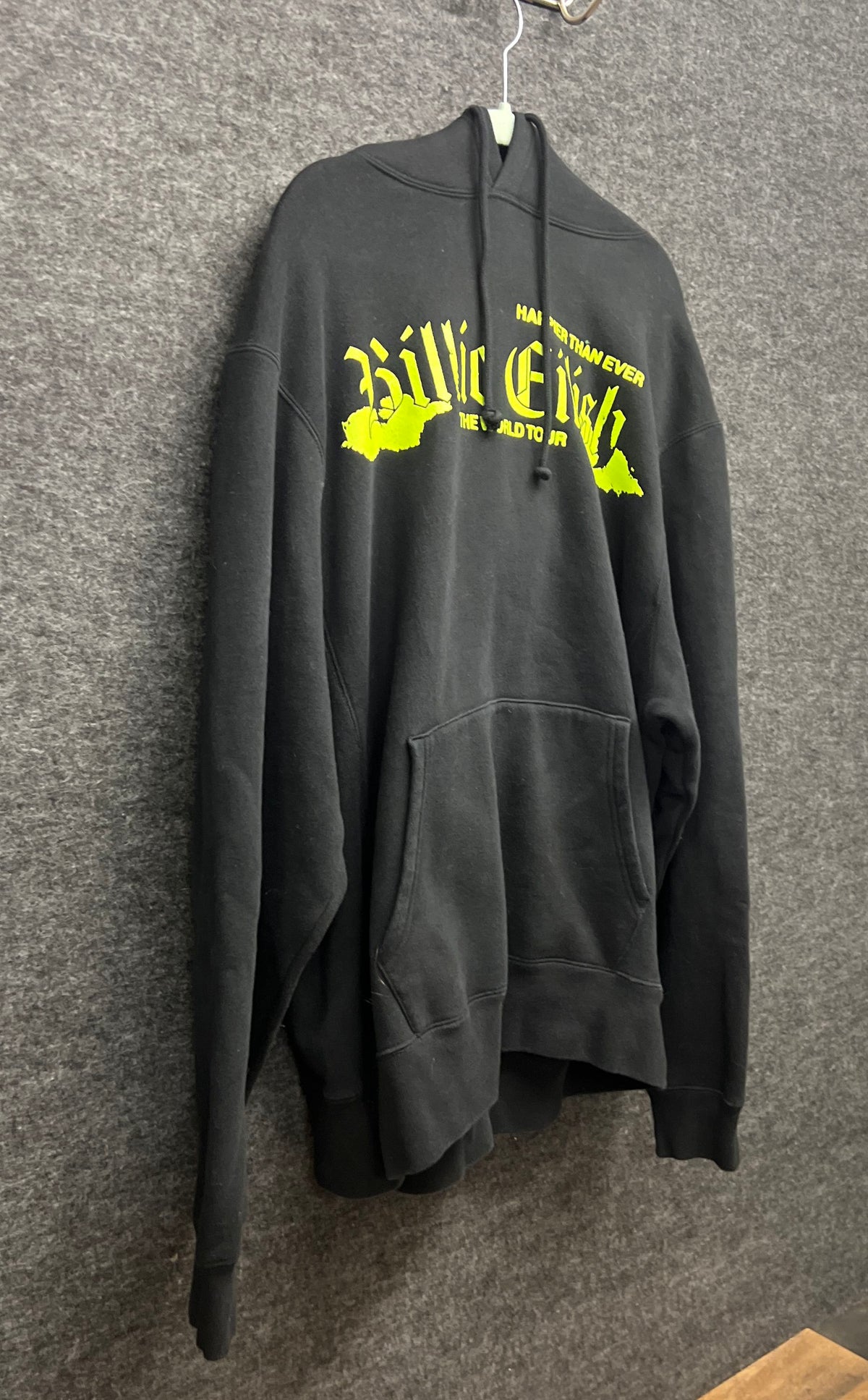 Billie Eilish Happier Than Ever World Tour 2022 Hoodie Black Neon Yellow Sz XL