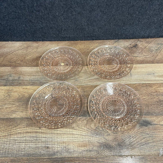 Set of 4 Pink Depression Glass Plates
