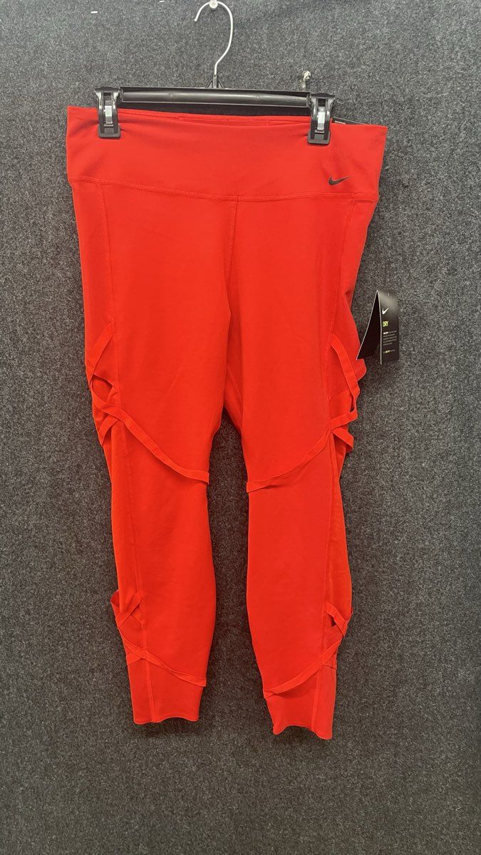 Nike Women's One Luxe 7/8 Leggings Red Strappy Mid Rise Dri-FIT NWT Sz XL