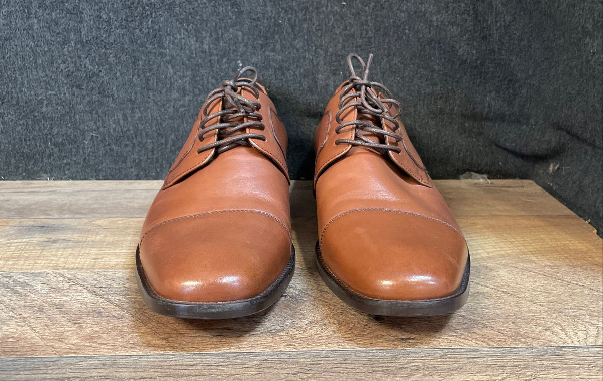 J. Murphy by Johnston & Murphy Tan Leather Cap Toe Derby Shoes Size 11.5 M