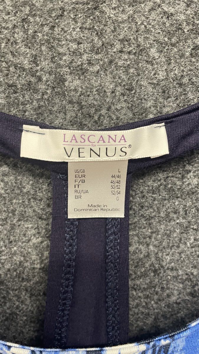 Lascana for Venus Women's Tie Dye Print Top Shirt Blue Open Back T-Strap Size L