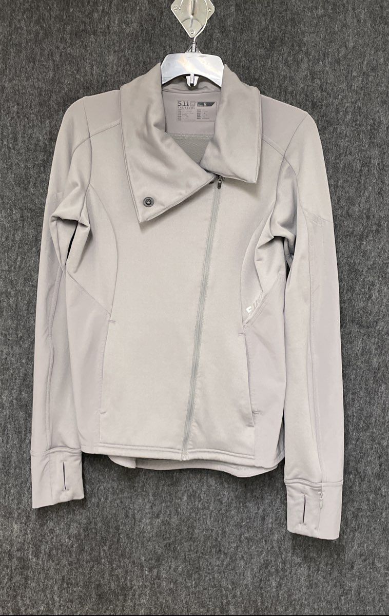 5.11 Tactical Women's Kinetic Full Zip Jacket Gray Asymmetrical Thumbhole Sz S