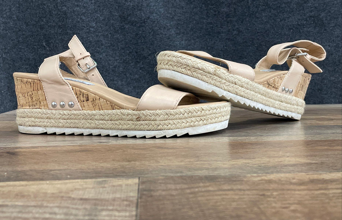 Steve Madden Tan Platform Espadrille Wedge Sandals Women's Size 8