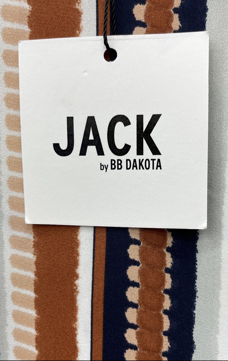Jack BB Dakota Women's Down To Earth Striped Ruffle Mini Dress Ivory Sz M NWT