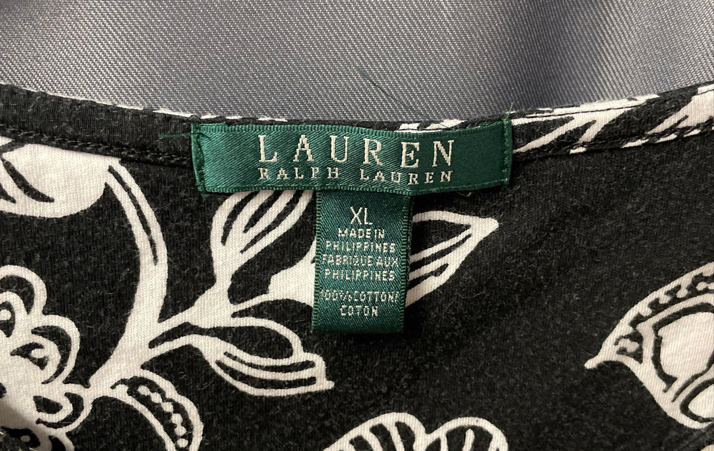 Lauren Ralph Lauren Women's Black White Floral Tiered Ruffle Cotton Dress Sz XL