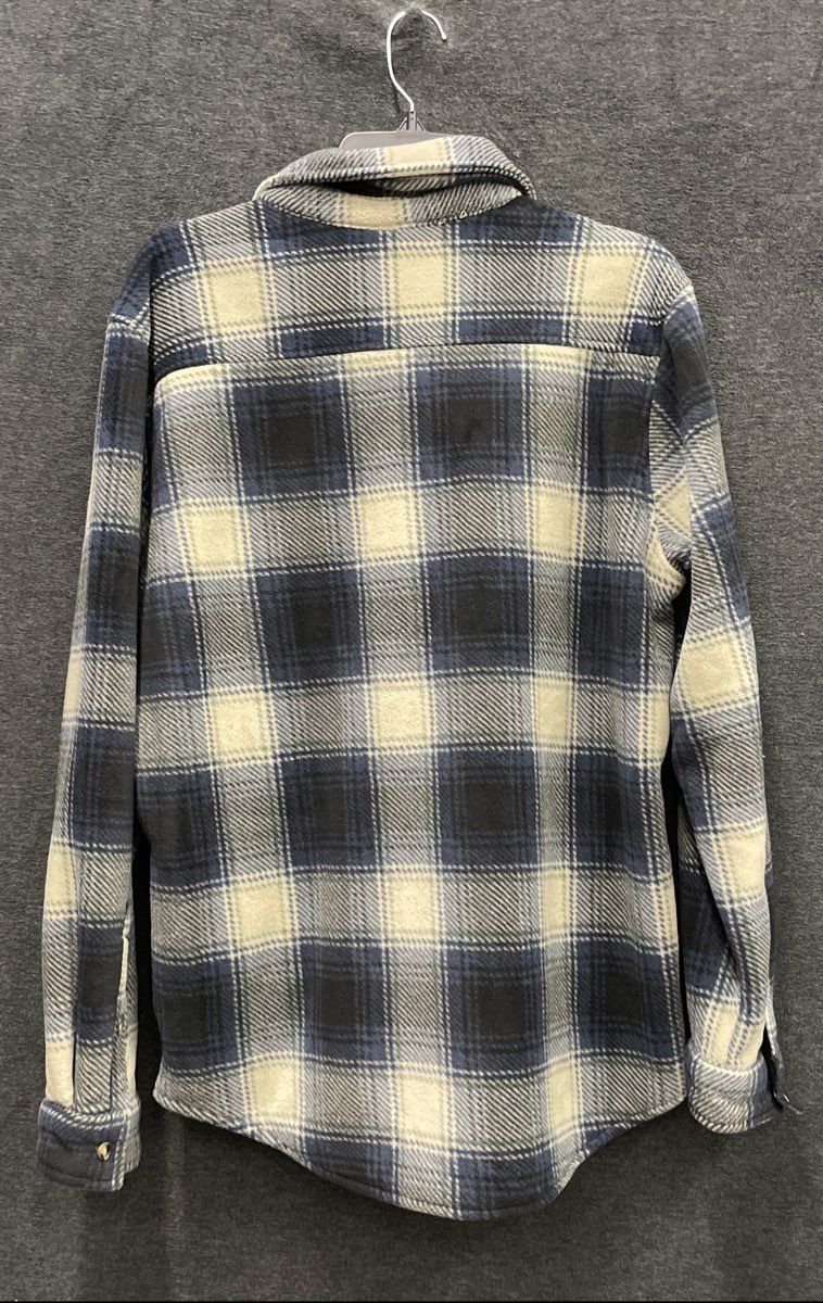 Eddie Bauer Men's Blue Cream Plaid Sherpa Lined Fleece Shirt Jacket NWT Sz M