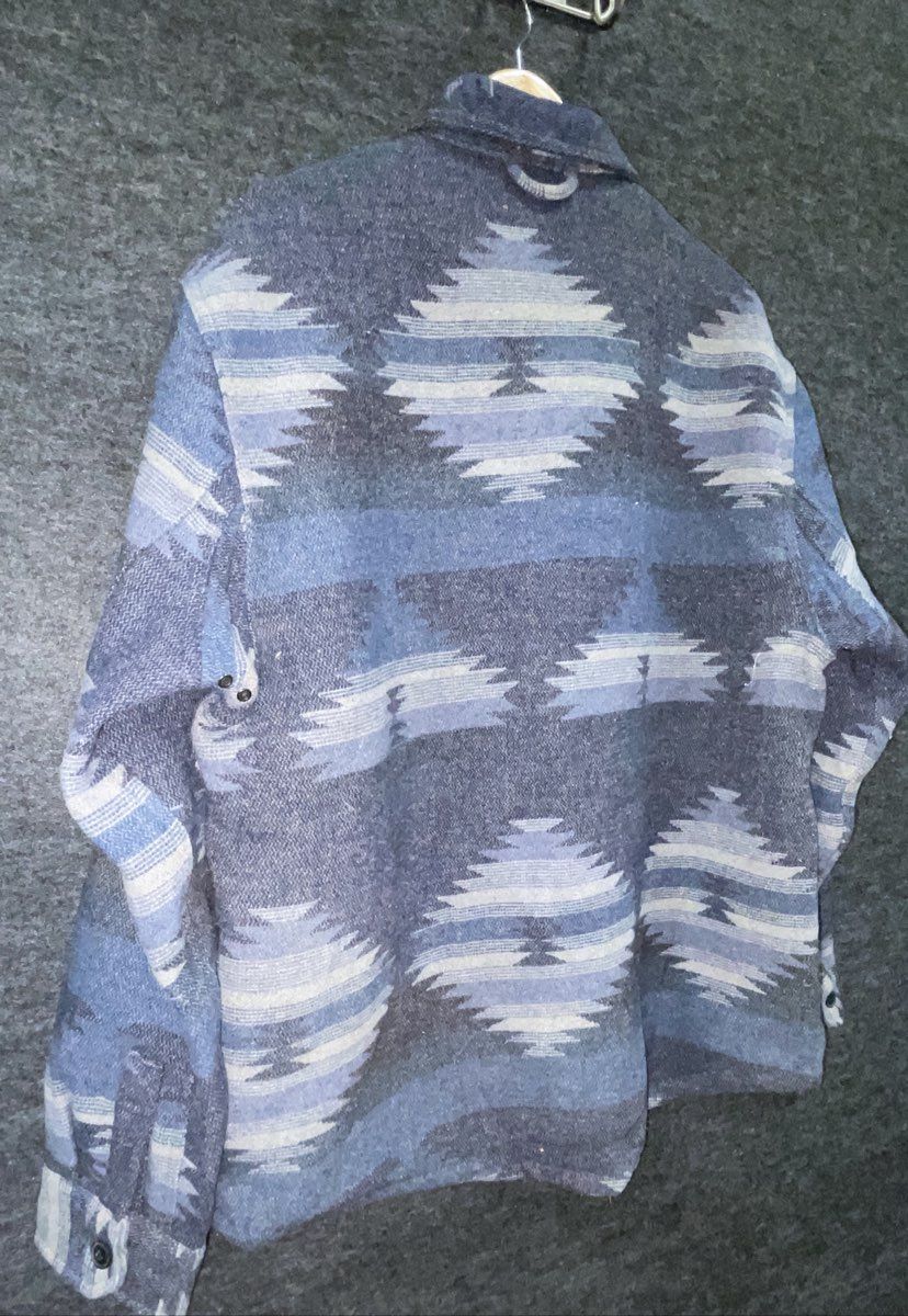 JACHS NY Aztec Southwestern Fleece Lined Shirt Jacket Shacket Blue Grey NWT Sz L