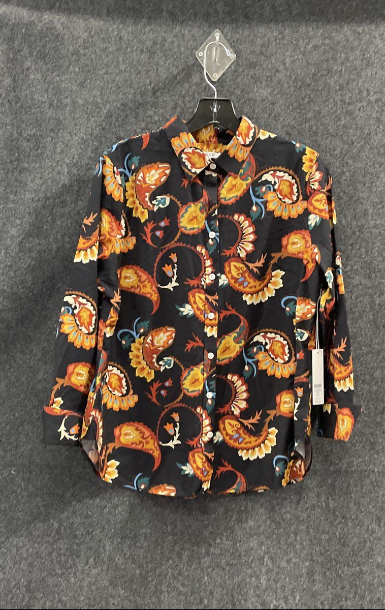 Chico's Women's No Iron Stretch Multi Paisley Button-Up Shirt NWT Sz 1
