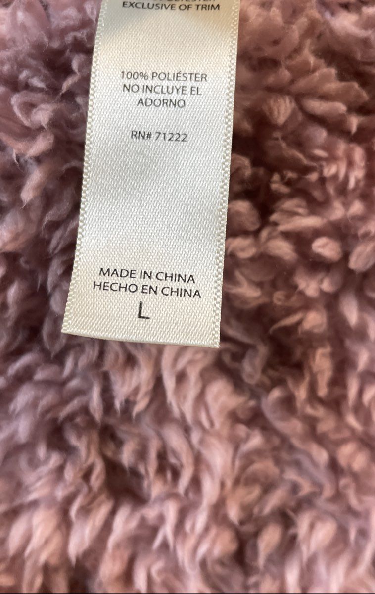 Jessica Simpson Women's Pink Sherpa Fleece V-Neck Pullover Sweater Sz L