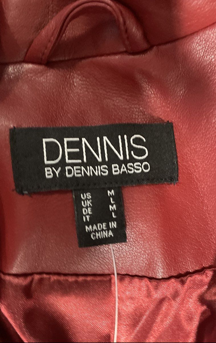 Dennis by Dennis Basso Women's Red Faux Leather Blazer Jacket Sz M