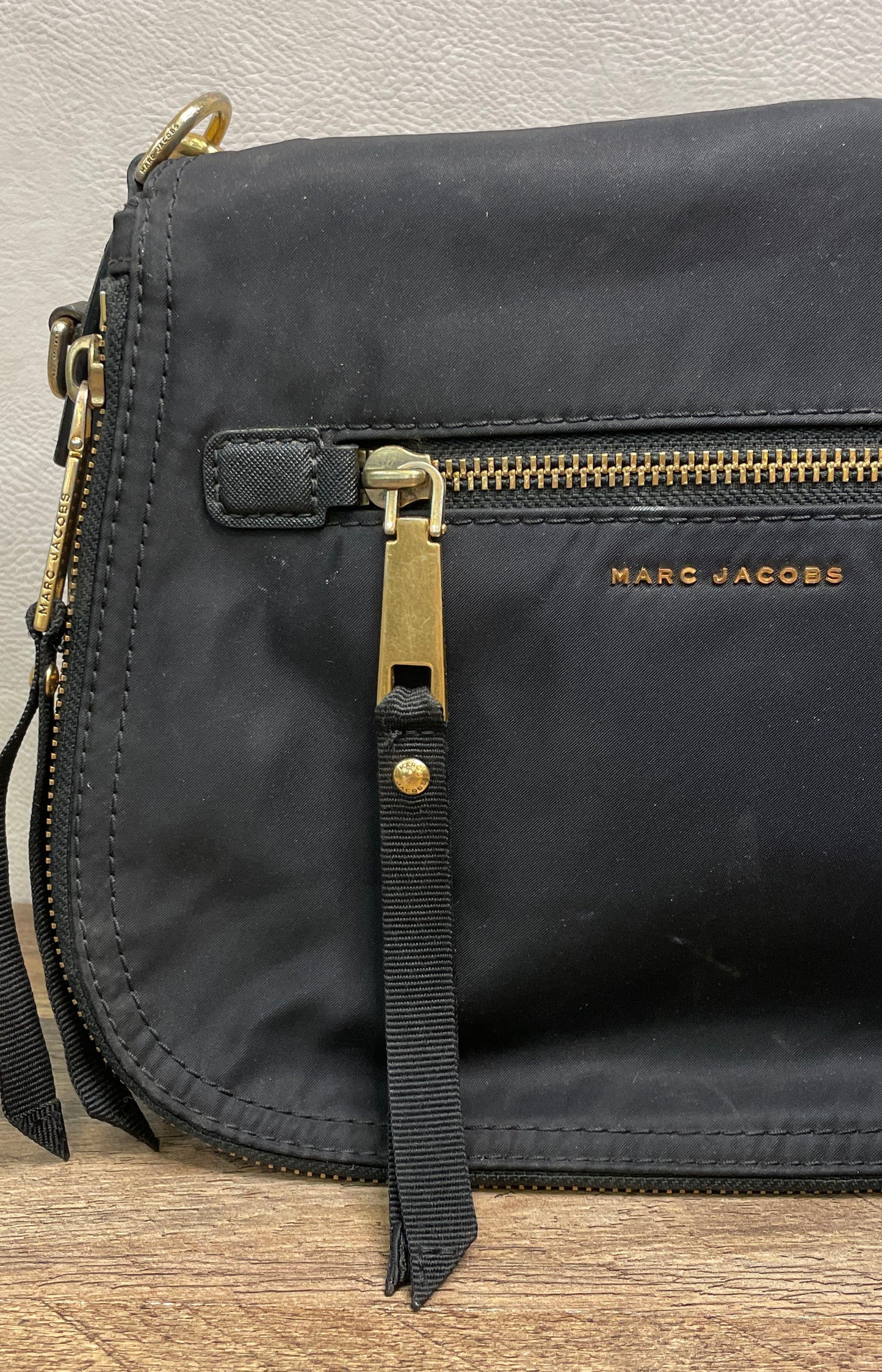 Marc Jacobs Black Nylon Crossbody Messenger Bag Gold Hardware