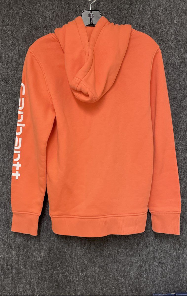 Carhartt Women's Orange Relaxed Fit Midweight Logo Sleeve Graphic Hoodie Sz M