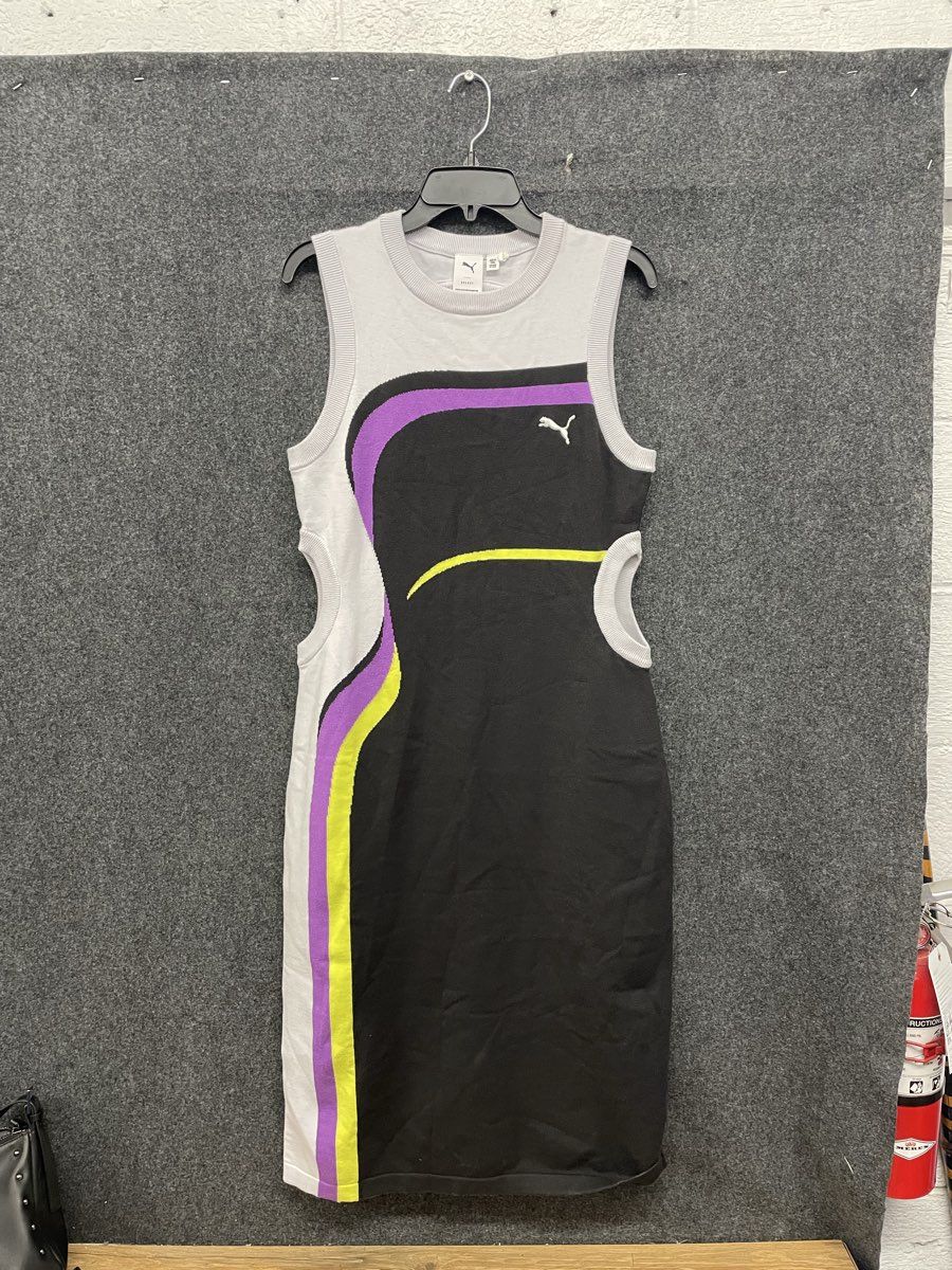 Puma Women's Multicolor Knit Sleeveless Cutout Colorblock Sport Dress Sz L