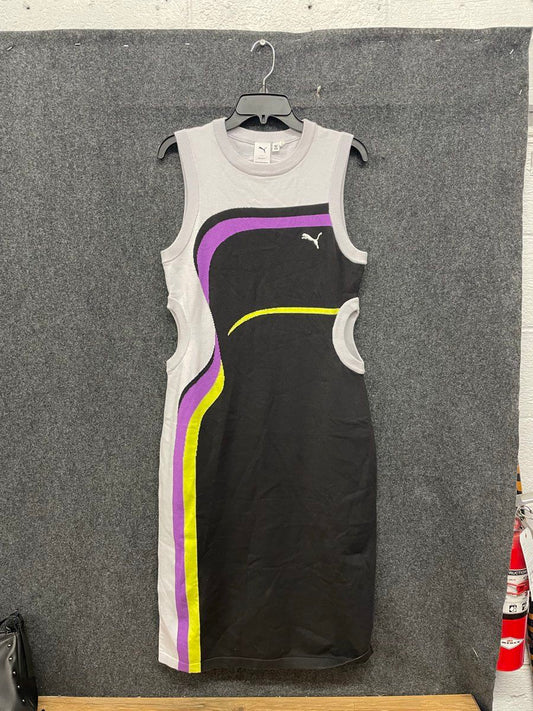 Puma Women's Multicolor Knit Sleeveless Cutout Colorblock Sport Dress Sz L