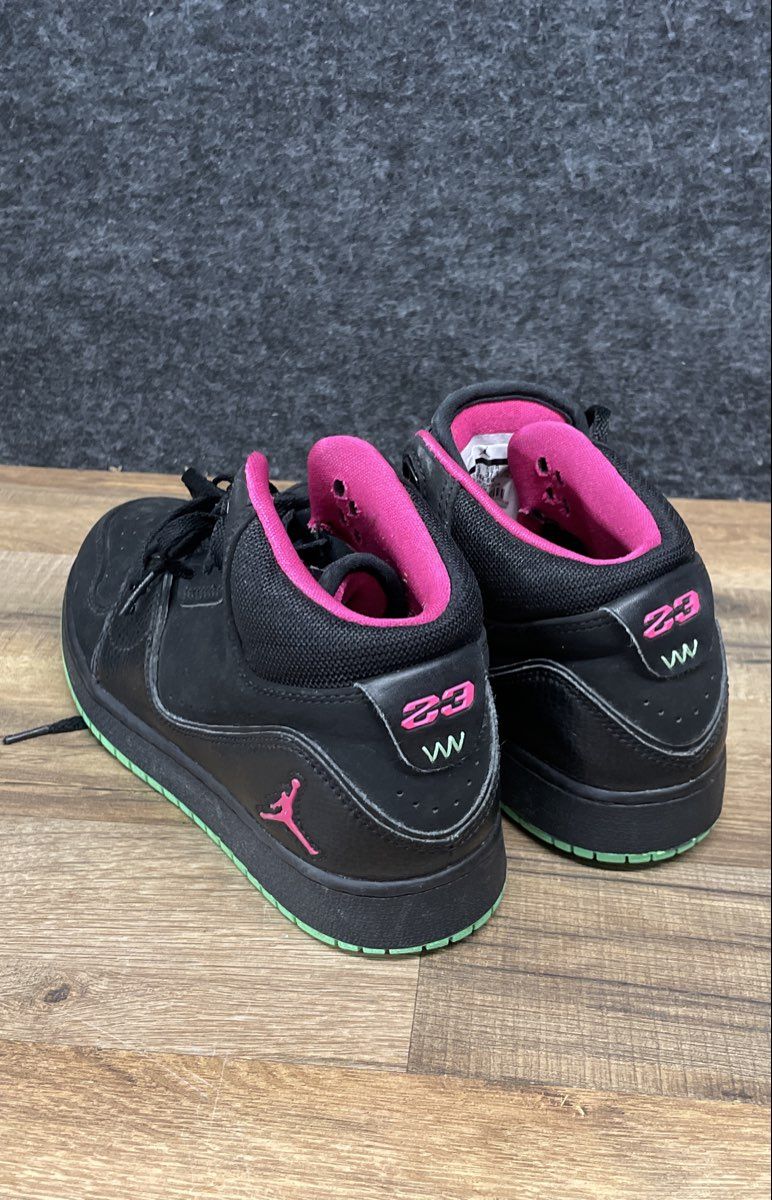 Air Jordan 1 Mid Black Hyper Pink Green Glow Sneakers Size 5Y