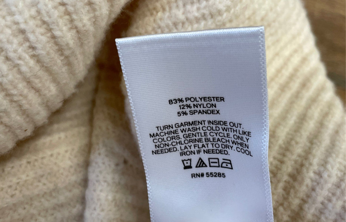 Express Women's Ivory Ribbed V-Neck Oversized Drop Shoulder Sweater NWT Sz L