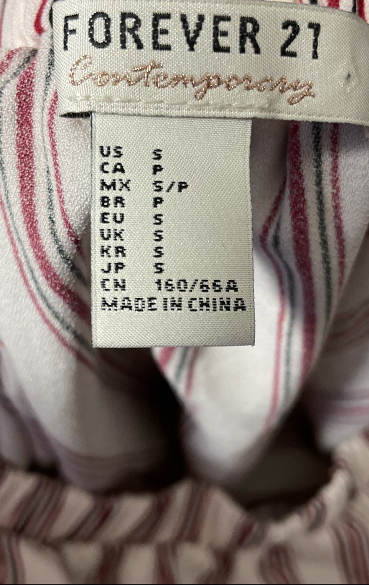 Forever 21 Women's Romper White Red Stripe Off Shoulder Ruffle Size S