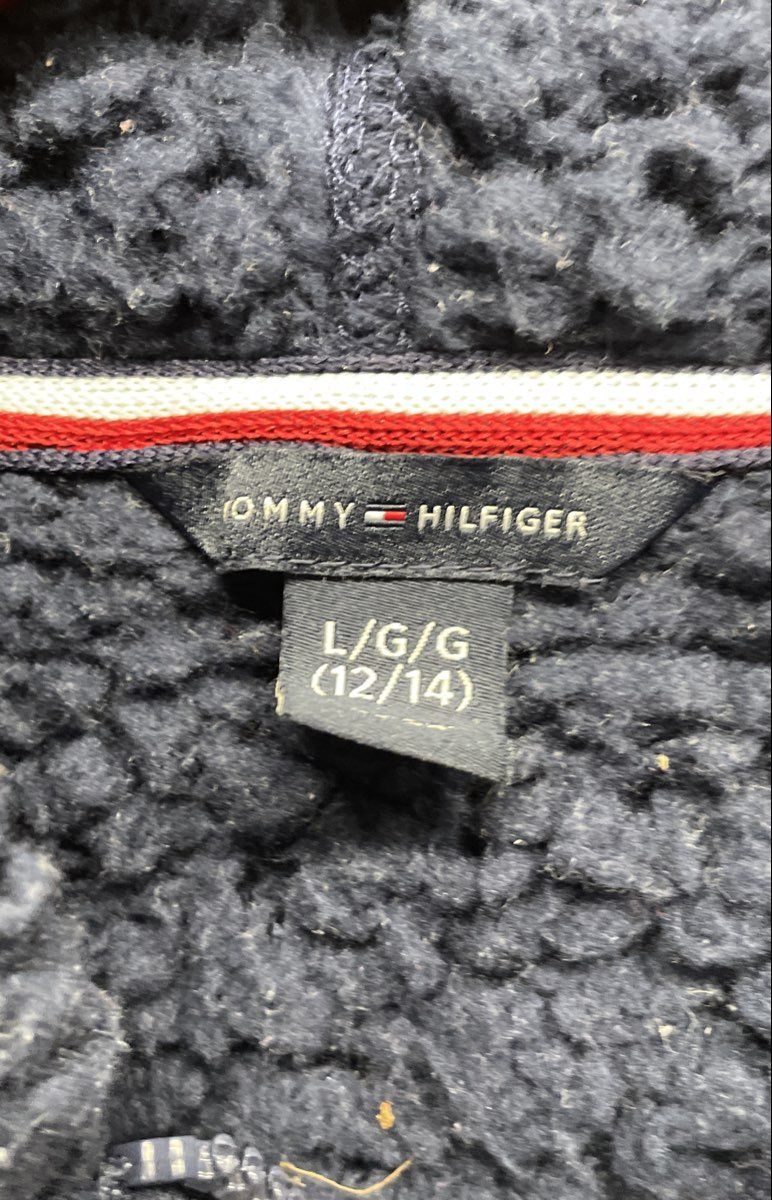 Tommy Hilfiger Girls Navy Blue Sherpa Fleece Full Zip Hoodie Jacket Size 12/14